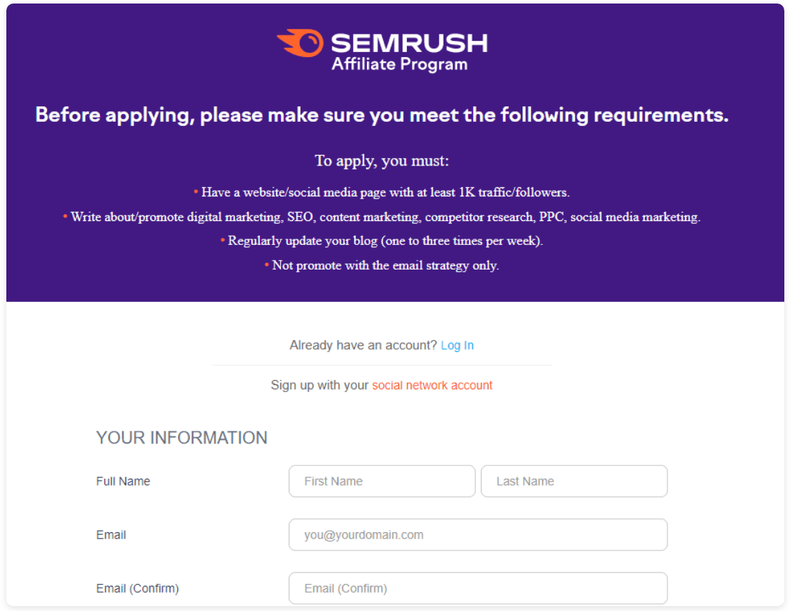 Semrush Affiliate Login